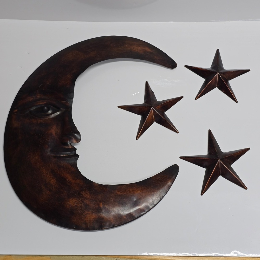 Elements Moon and Stars Metal Wall Art Bronze Copper Tone Celestial Boho